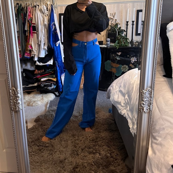 ZARA new cut out wide leg jeans size 2 - Picture 2 of 4